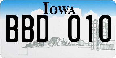 IA license plate BBD010
