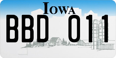 IA license plate BBD011