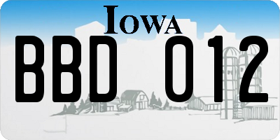 IA license plate BBD012