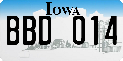 IA license plate BBD014