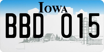 IA license plate BBD015