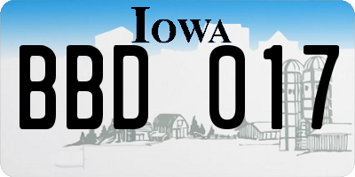 IA license plate BBD017