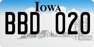 IA license plate BBD020