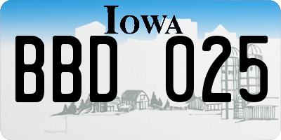 IA license plate BBD025