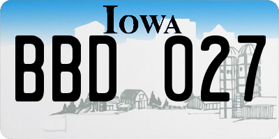 IA license plate BBD027