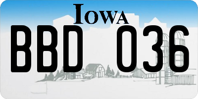 IA license plate BBD036
