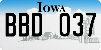 IA license plate BBD037