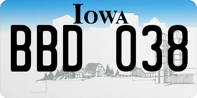 IA license plate BBD038