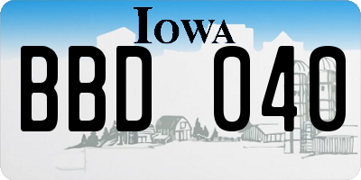 IA license plate BBD040