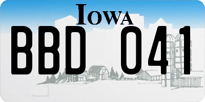IA license plate BBD041