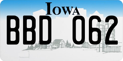 IA license plate BBD062