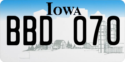 IA license plate BBD070