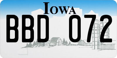IA license plate BBD072