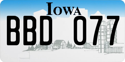IA license plate BBD077