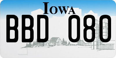 IA license plate BBD080