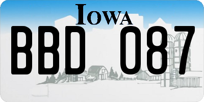 IA license plate BBD087