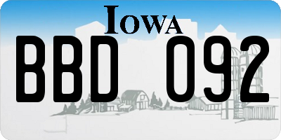 IA license plate BBD092