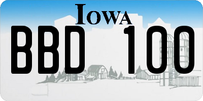 IA license plate BBD100