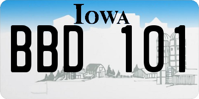 IA license plate BBD101