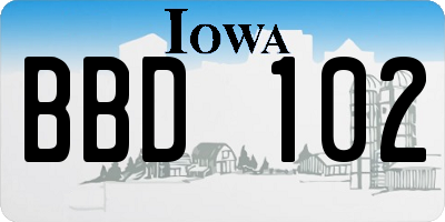 IA license plate BBD102