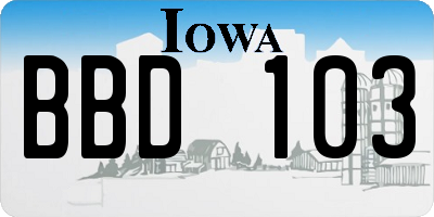 IA license plate BBD103