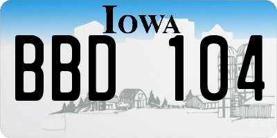 IA license plate BBD104