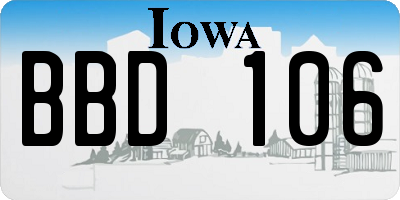 IA license plate BBD106