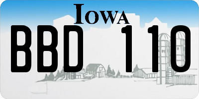 IA license plate BBD110