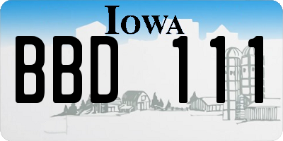 IA license plate BBD111