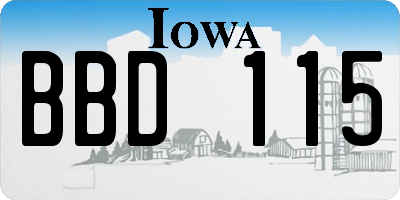 IA license plate BBD115