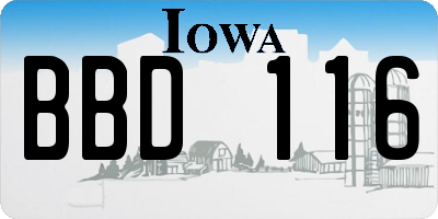 IA license plate BBD116