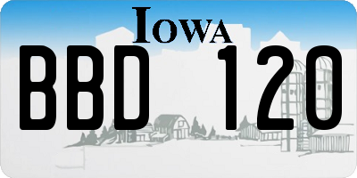 IA license plate BBD120