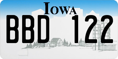 IA license plate BBD122
