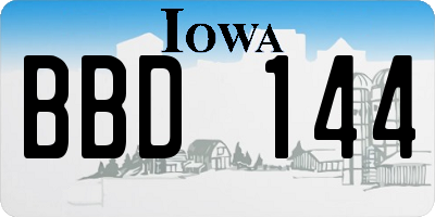 IA license plate BBD144