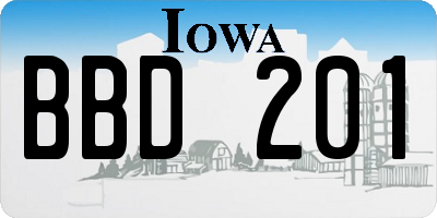IA license plate BBD201