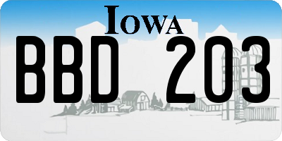 IA license plate BBD203