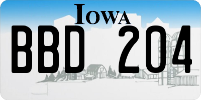 IA license plate BBD204