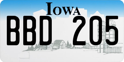IA license plate BBD205