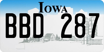IA license plate BBD287