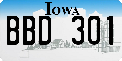 IA license plate BBD301