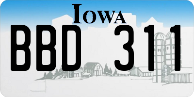 IA license plate BBD311