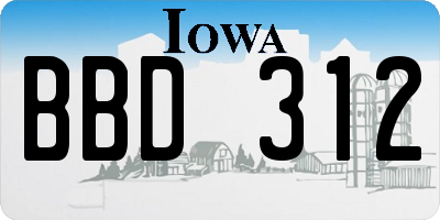 IA license plate BBD312