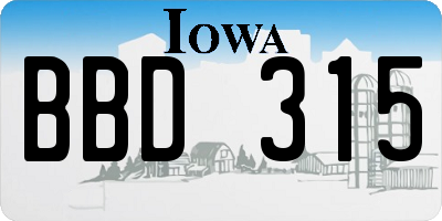 IA license plate BBD315