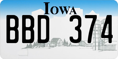 IA license plate BBD374