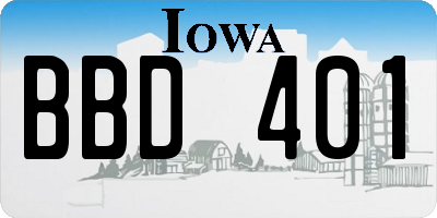 IA license plate BBD401
