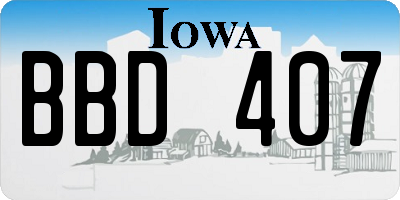 IA license plate BBD407