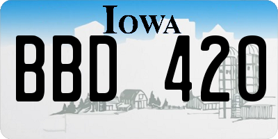 IA license plate BBD420