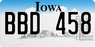 IA license plate BBD458