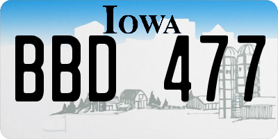 IA license plate BBD477