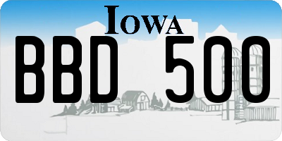IA license plate BBD500